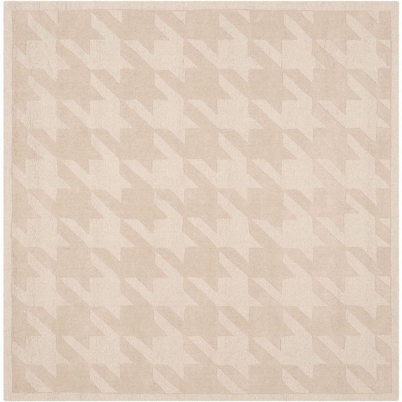 Hand-Tufted Beige Wool Square Area Rug