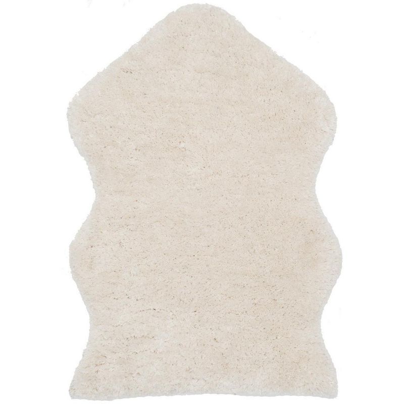 Ivory 30" Hand-Tufted Synthetic Sheepskin Shag Rug