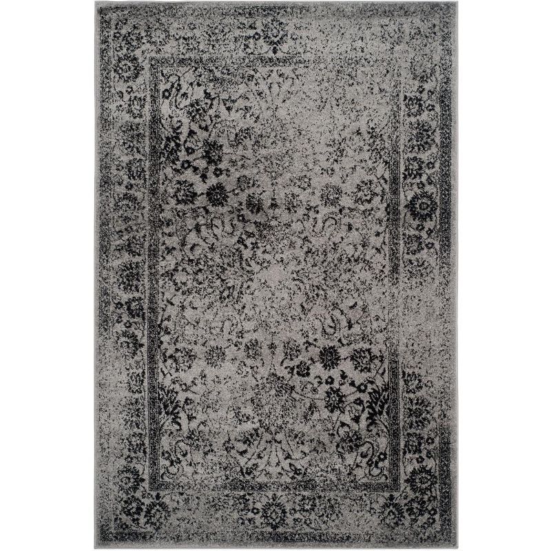 Grey and Black Medallion Hand-knotted Synthetic Runner Rug