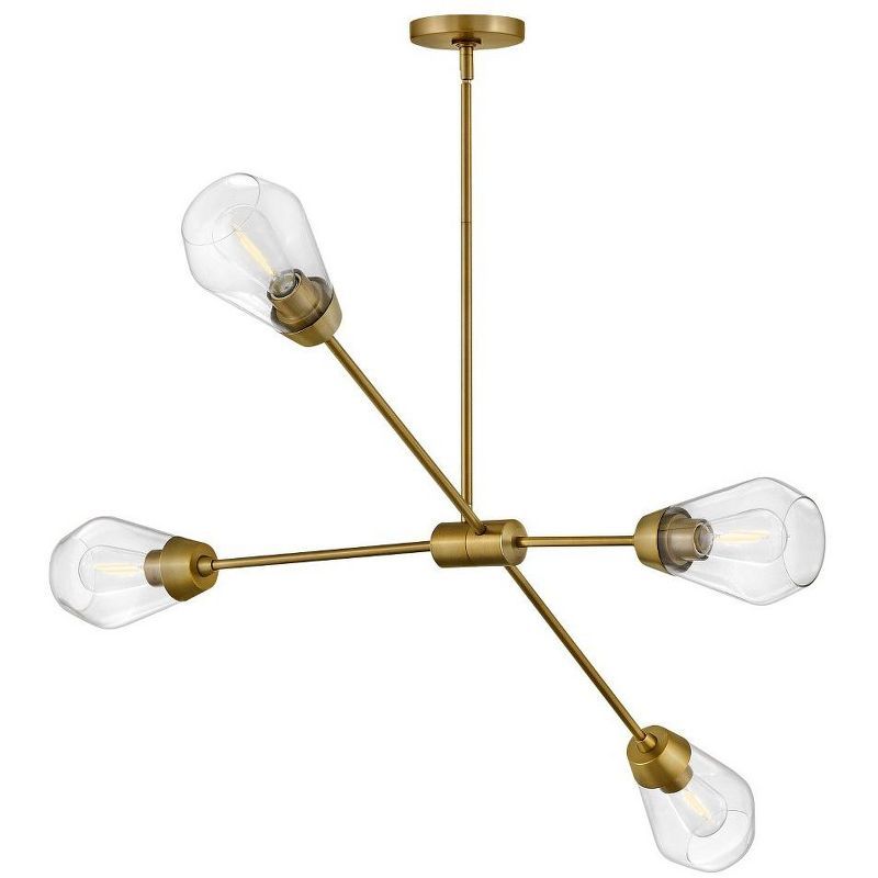 Livie Lacquered Brass 4-Light Sputnik Chandelier with Clear Glass