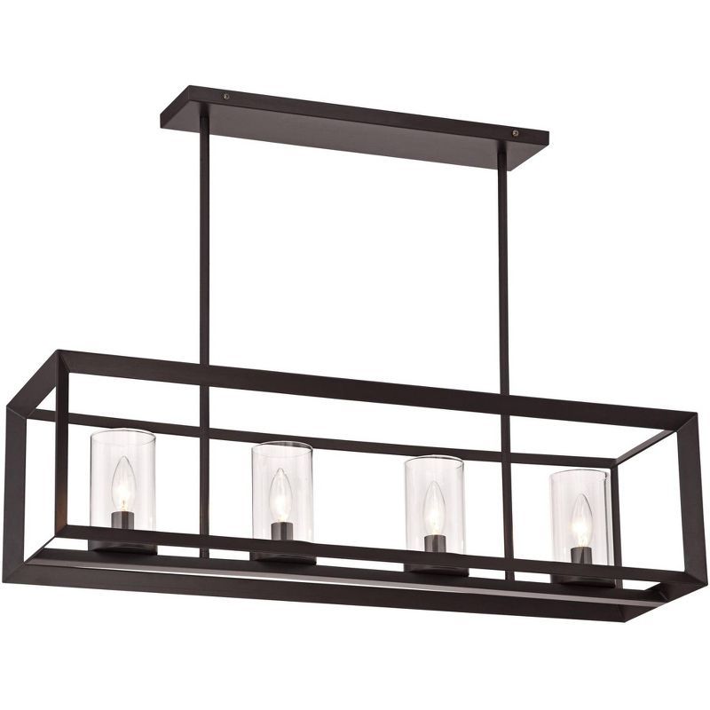 Oil Rubbed Bronze Linear Pendant Chandelier with Clear Glass