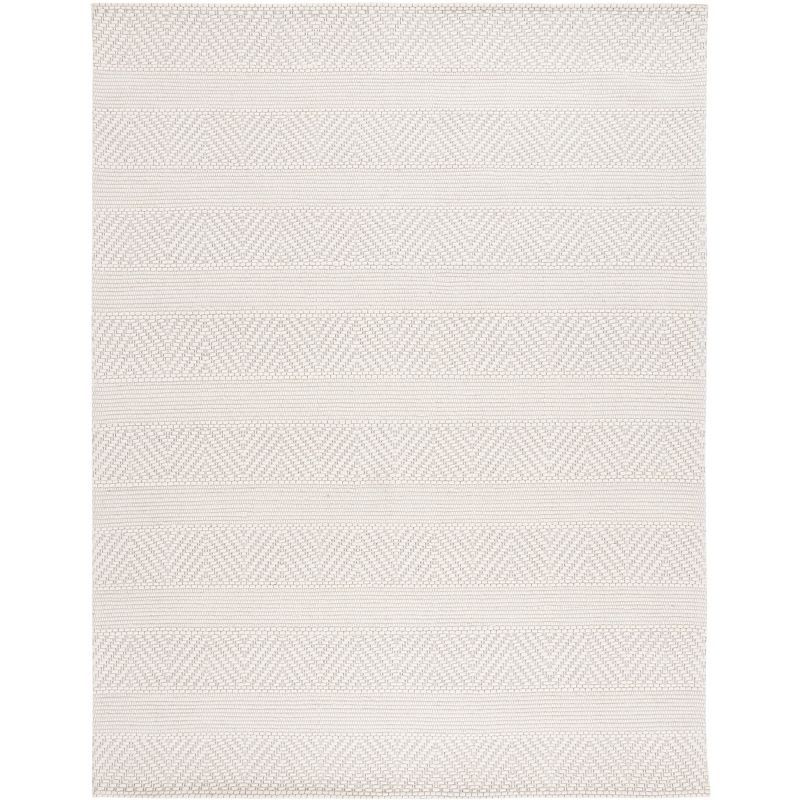 Ivory and Beige Handwoven Wool and Synthetic 8' x 10' Area Rug