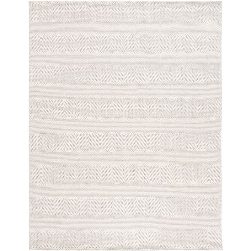 Ivory and Beige Handwoven Wool and Synthetic 8' x 10' Area Rug