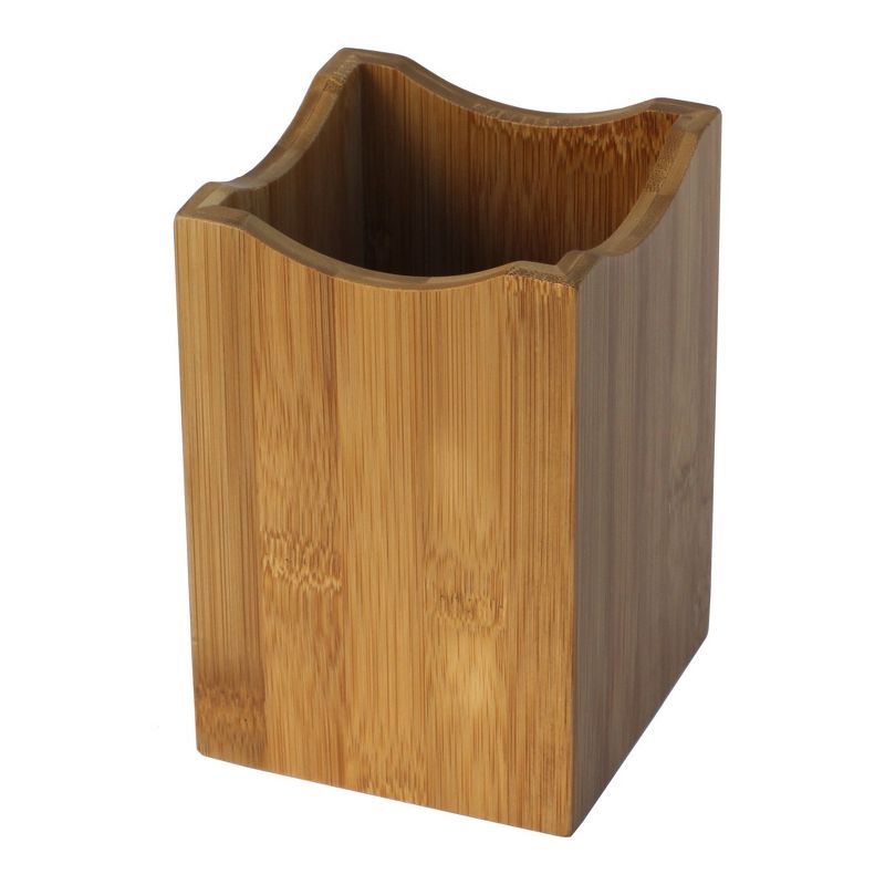 Eco-Friendly Bamboo Square Utensil Holder, 5x7 Inches