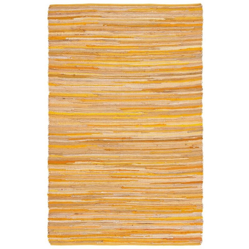 Handwoven Yellow and Multicolor Cotton Striped Area Rug 5' x 8'