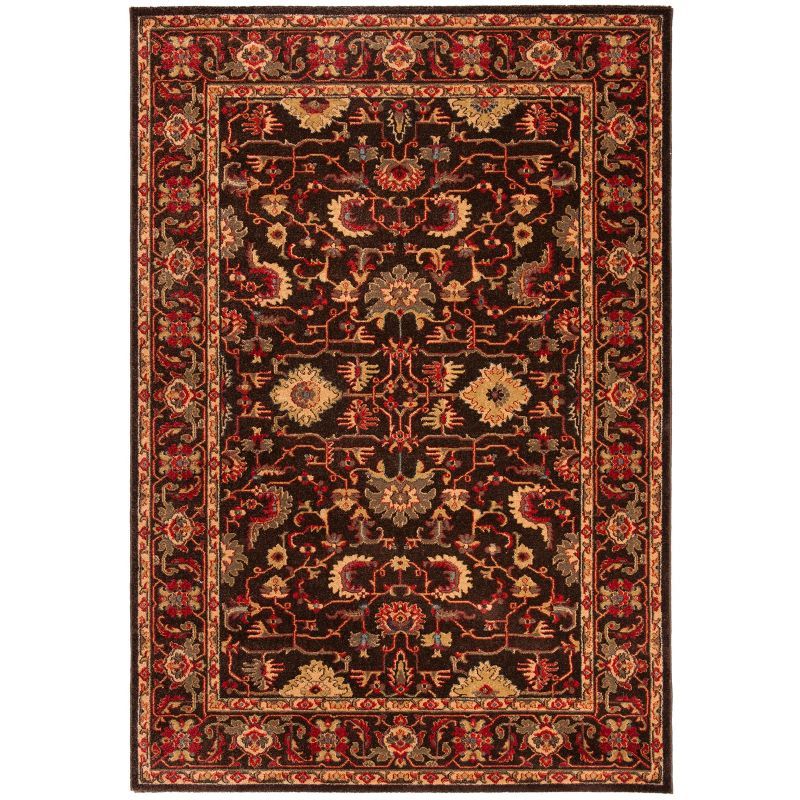Mahal 3' x 5' Red and Brown Synthetic Area Rug