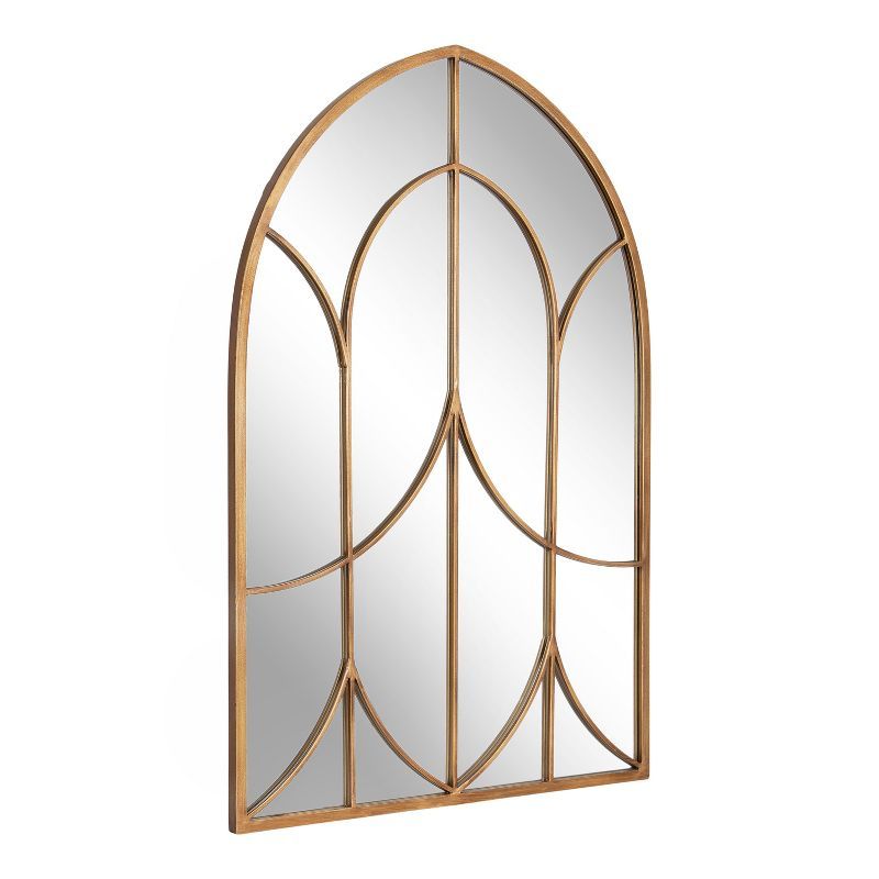 Larisa 24x36 Gold Arched Mirror with Iron Inlay