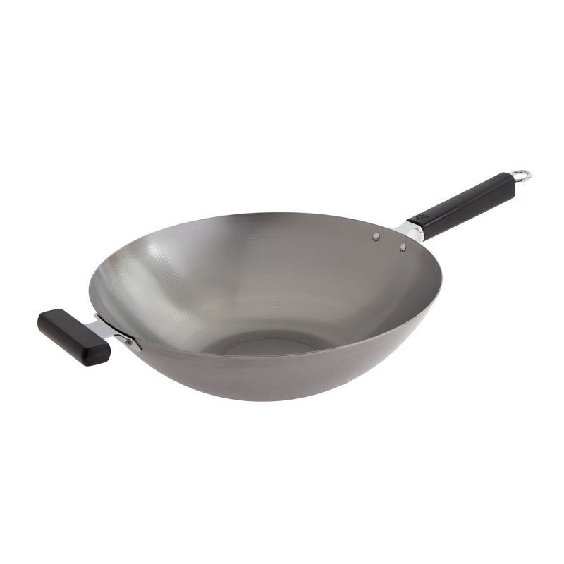 14-Inch Carbon Steel Flat Bottom Wok with Phenolic Handles