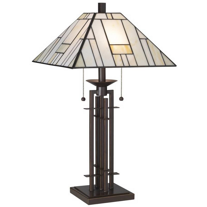 Tiffany Style 28" Bronze Stained Glass Table Lamp