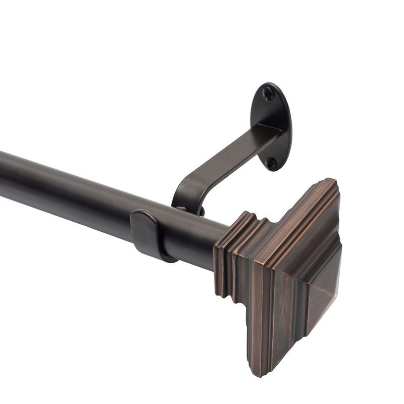 Florence Antique Bronze Adjustable Curtain Rod with Square Finials