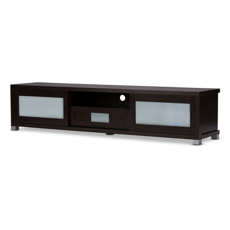 Espresso 73'' Modern Media Console with Cabinet Storage