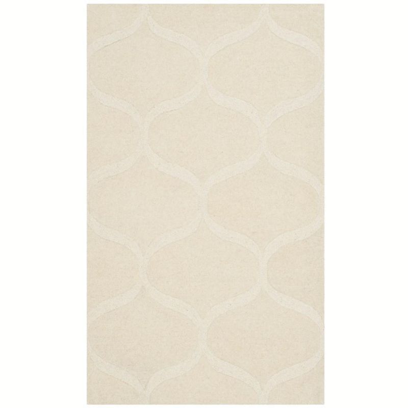 Ivory Hand-Tufted Wool Geometric 3' x 5' Area Rug