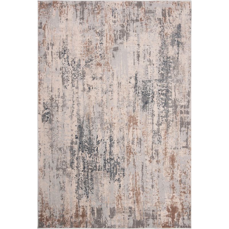 Abstract Ripple Gray Synthetic 59" Rectangular Rug