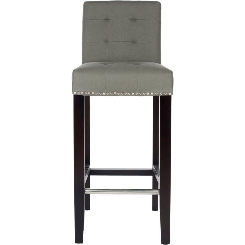 Seamist Gray Transitional Birchwood Bar Stool with Nailhead Trim