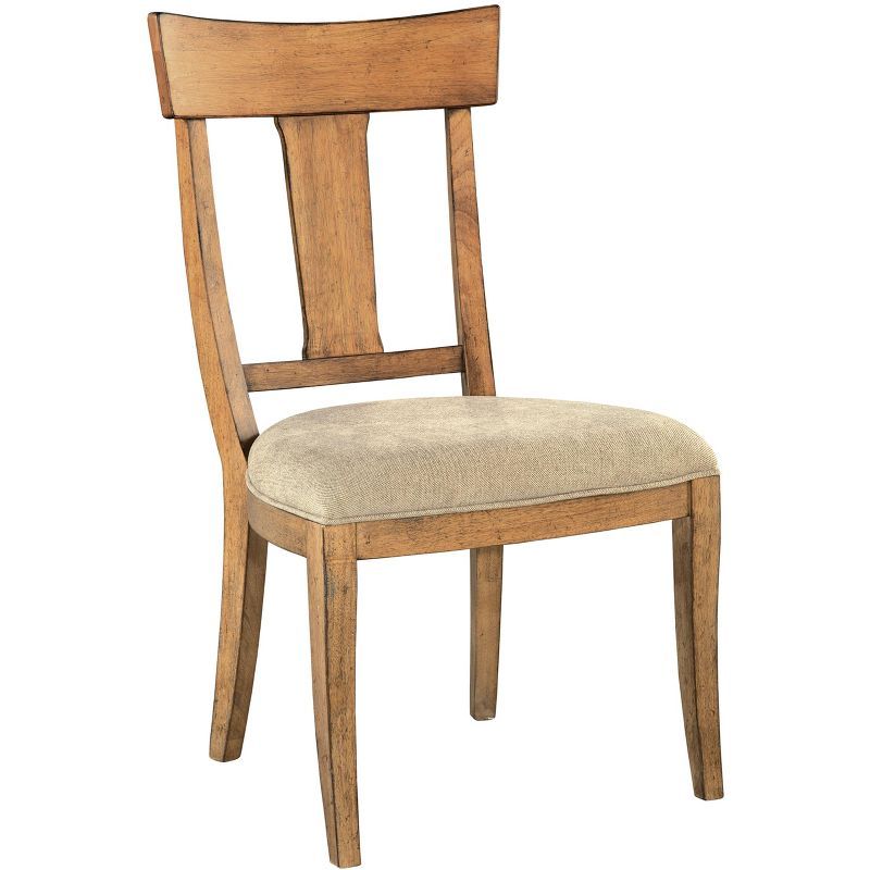 Elegant Brown Linen & Wood Upholstered Side Chair