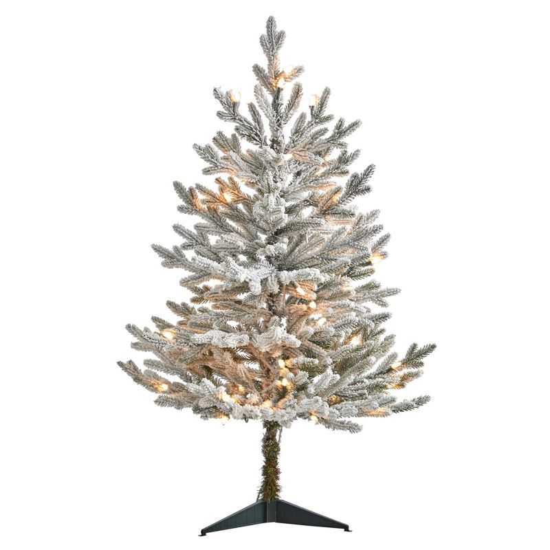 3-Foot Flocked Fraser Fir Artificial Christmas Tree with Warm White LED Lights