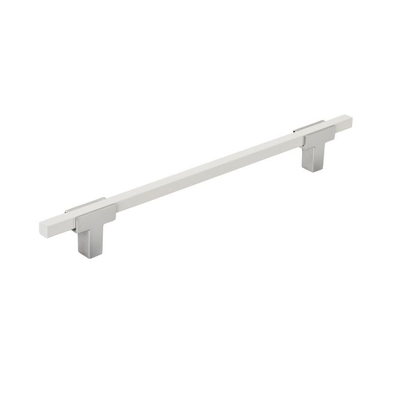 Polished Chrome and White Modern Cabinet Bar Pull