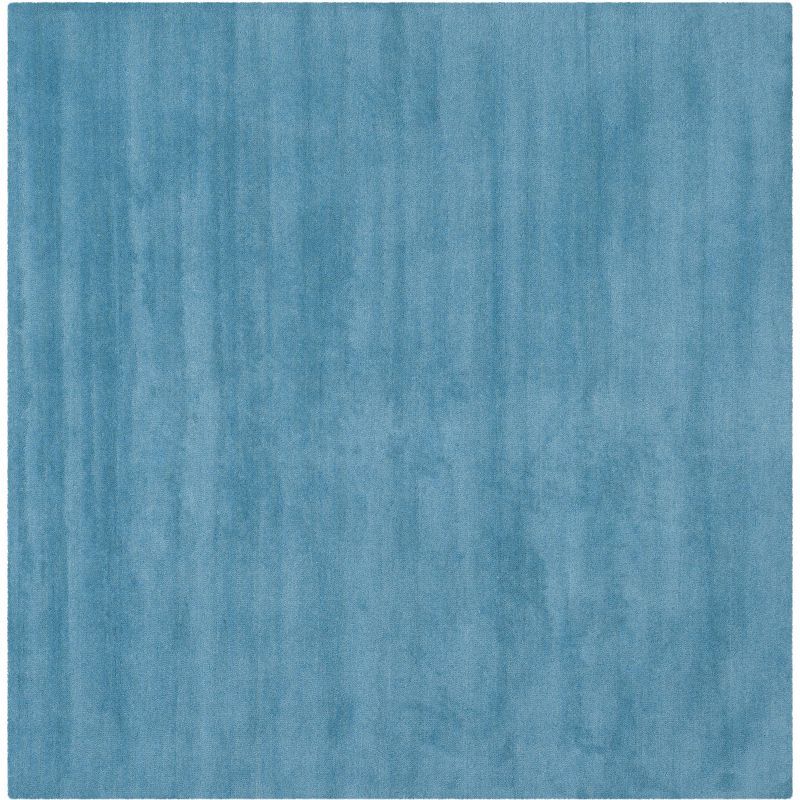 Handmade Tufted Square Blue Wool Accent Rug 47"