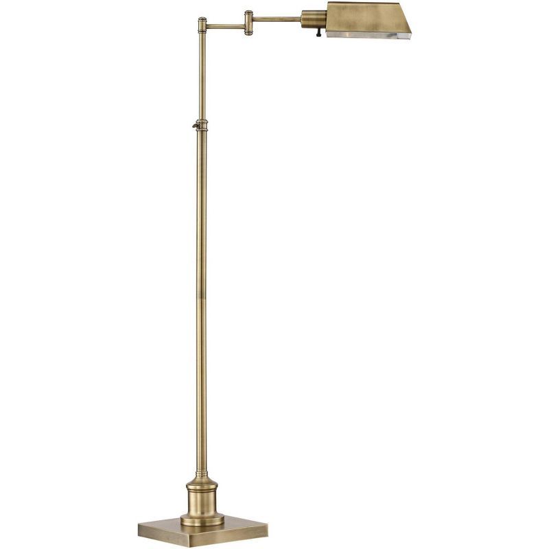 Adjustable Aged Brass Pharmacy Swing Arm Floor Lamp