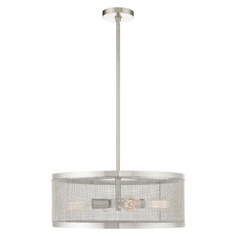 Industro Sleek 4-Light Brushed Nickel Chandelier with Stainless Mesh Shade