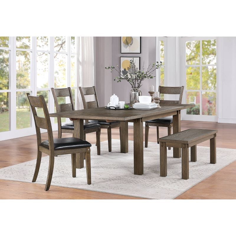 Elegant Transitional Dark Oak Extendable Dining Table