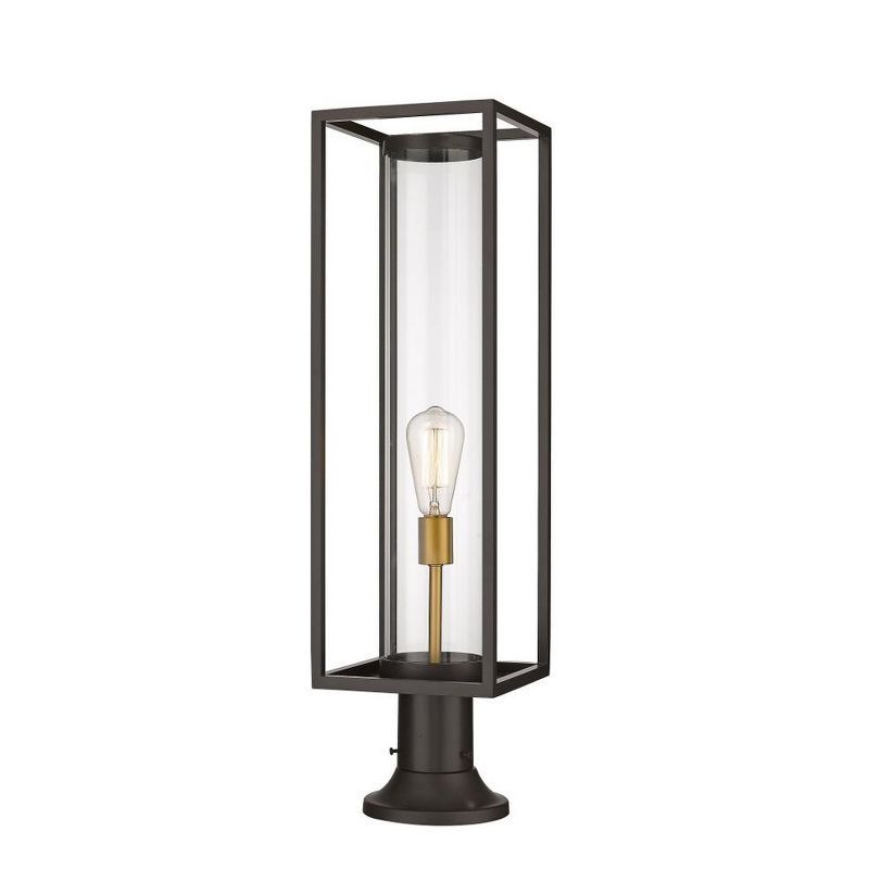 Deep Bronze and Brass Outdoor Lantern with Clear Glass