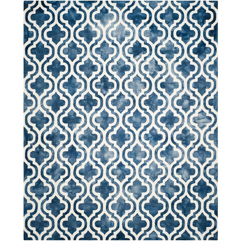Navy and Ivory Hand-Tufted Wool Rectangular Area Rug 9' x 12'