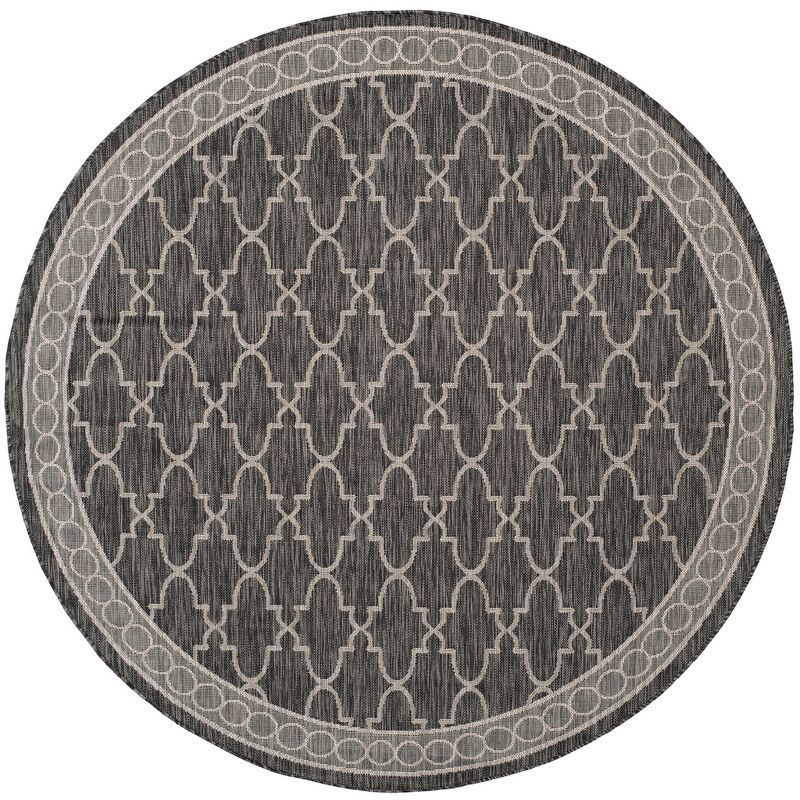 Elegant Non-Slip Black Synthetic 79" Round Area Rug