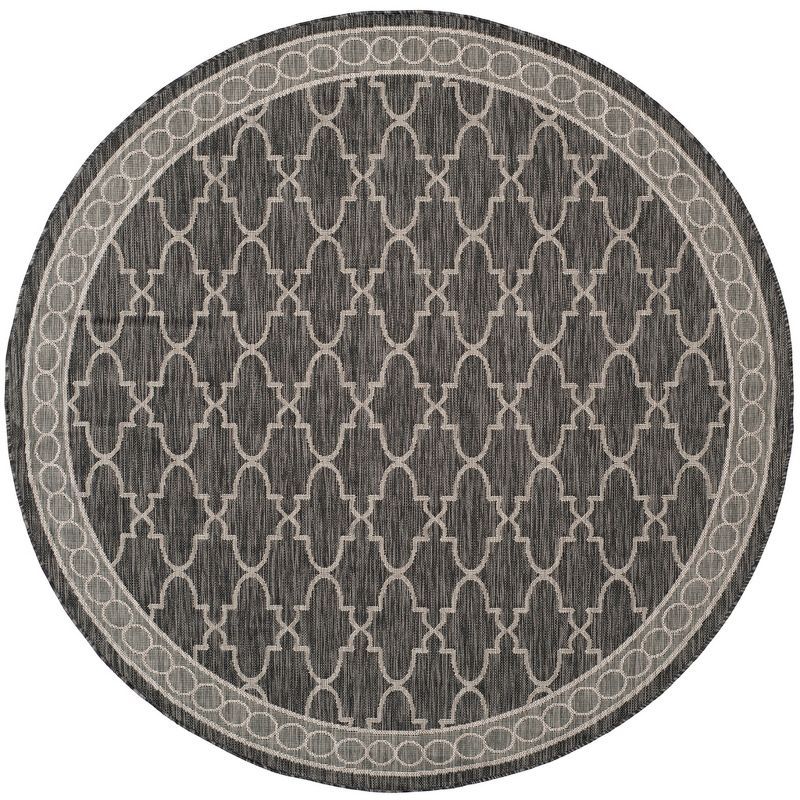 Elegant Non-Slip Black Synthetic 79" Round Area Rug