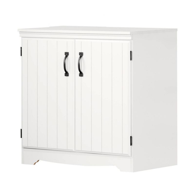 Pure White Farmhouse 2-Door Storage Cabinet with Adjustable Shelves