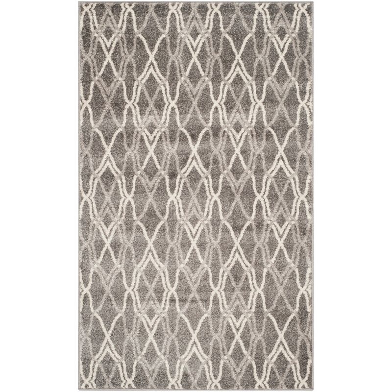 Gray Geometric 3' x 5' Reversible Synthetic Area Rug