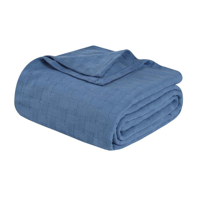 Denim Blue King Size Cotton Basketweave Blanket