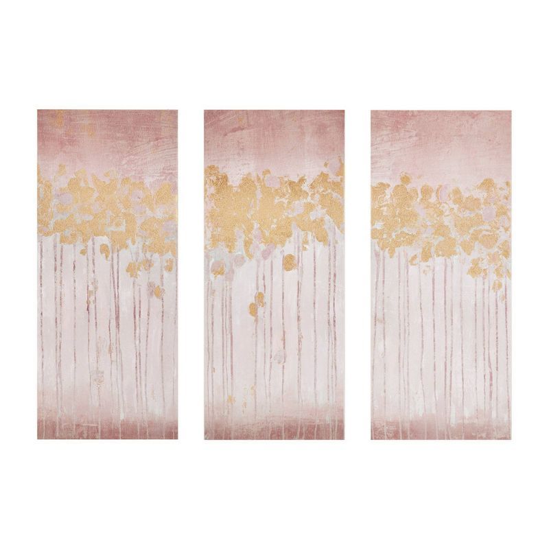 Blush and Gold Abstract Forest 3-Piece Canvas Wall Art Set