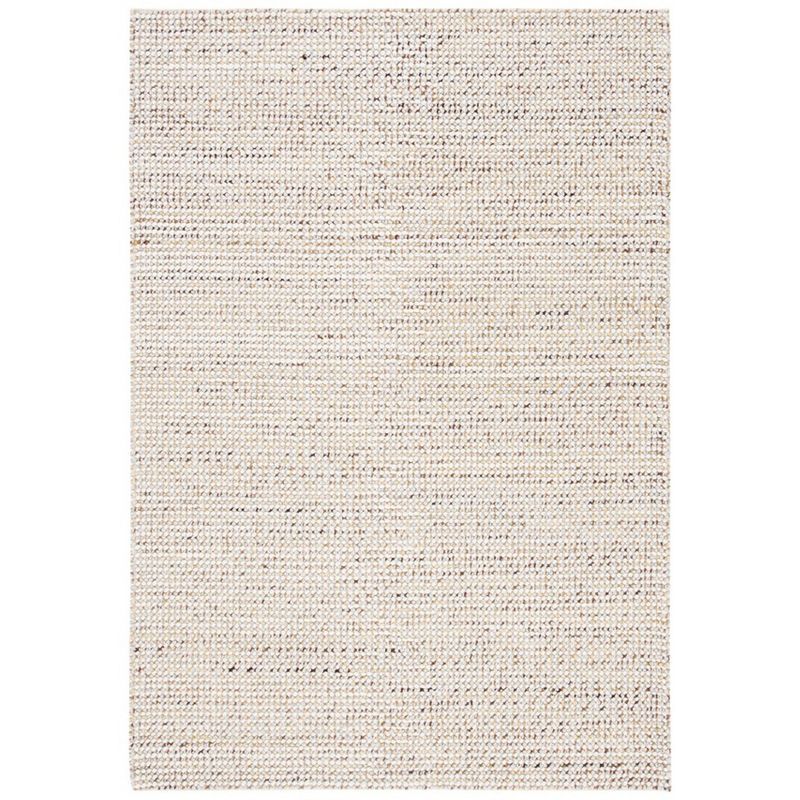 Ivory and Silver Hand-Knotted Wool Rectangular Rug, 3' x 5'