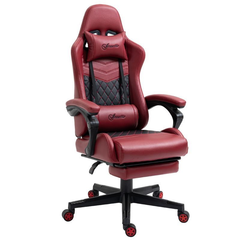 Vinsetto Red and Black PU Leather Gaming Chair with Footrest