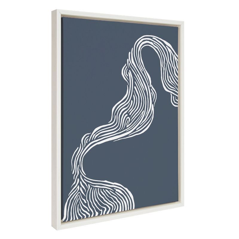 Rich Blue Abstract River Framed Canvas Wall Art