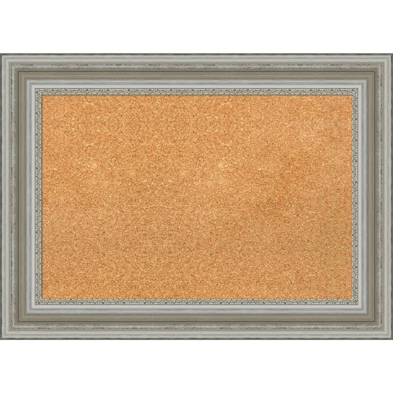 Amanti Art Silver Framed Natural Cork Bulletin Board 30" x 22"