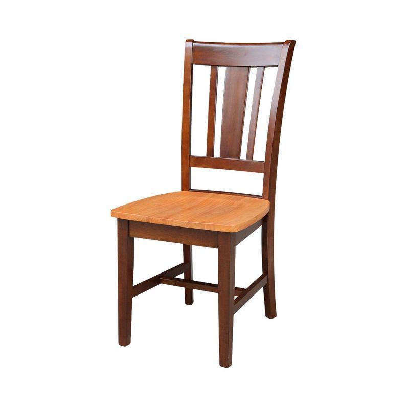 Cinnamon Espresso Solid Hardwood Slat Back Side Chair Set of 2