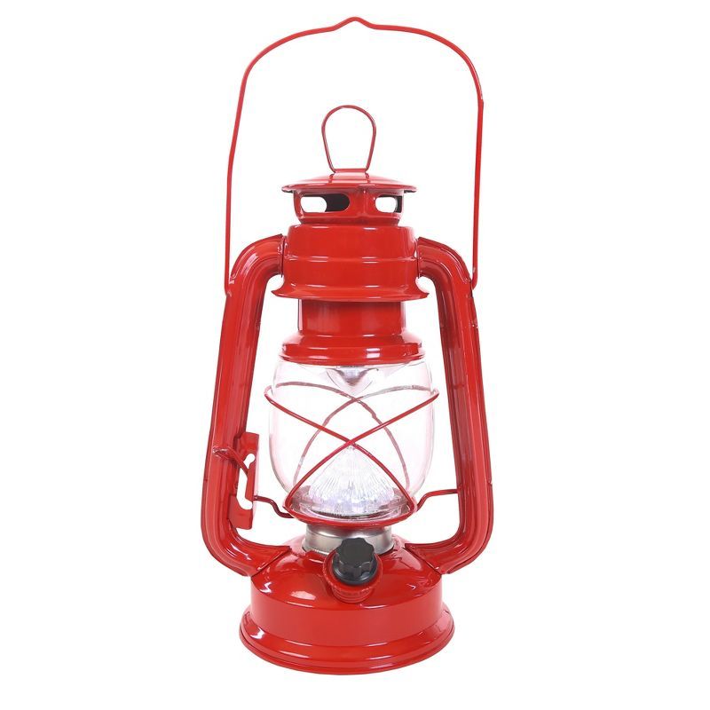 Classic Red 9" LED Oil Lantern Design with Dimmer Switch