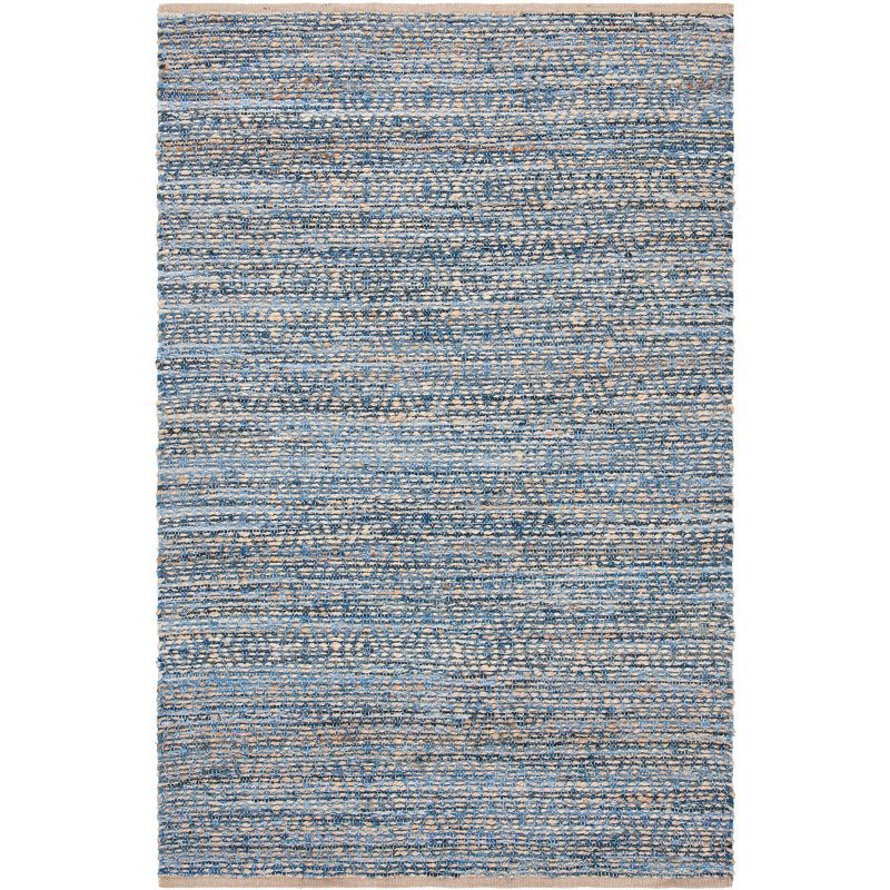 Cape Cod Blue and Natural Handwoven Jute Area Rug 4' x 6'