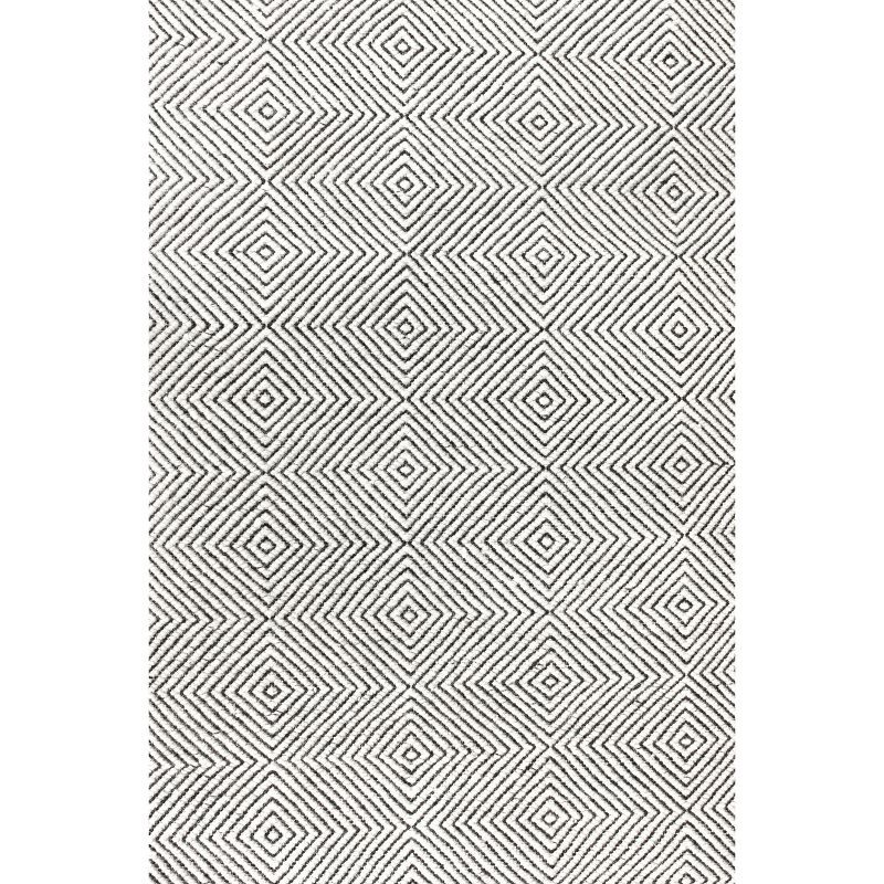 Handmade Ivory Geometric Wool 6' x 9' Tufted Area Rug