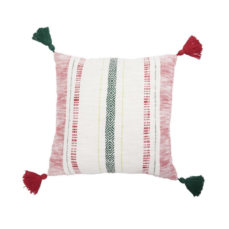 Ruby Red Woven Square Throw Pillow