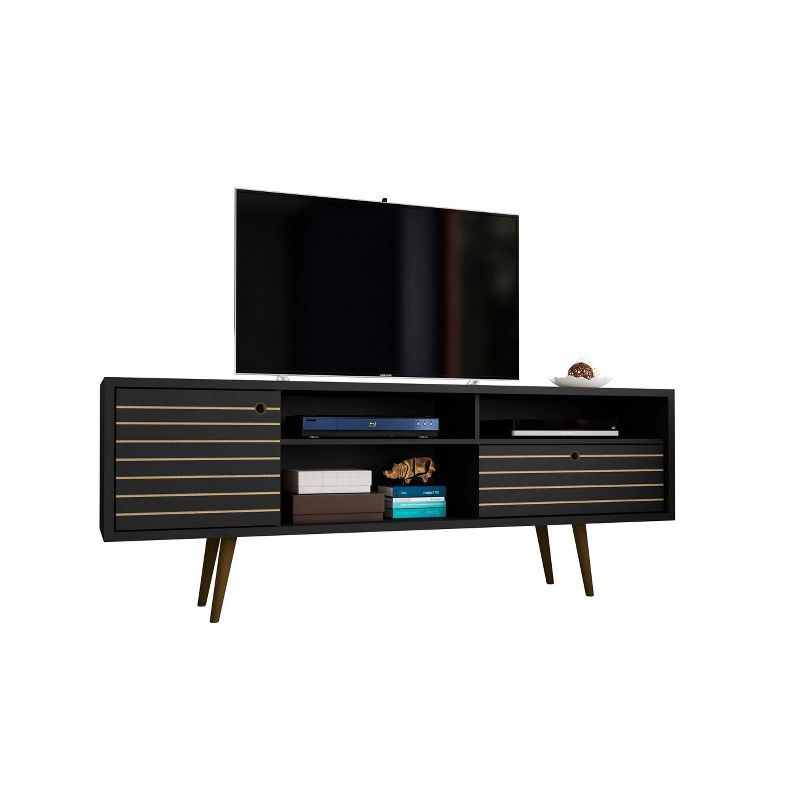 Liberty Modern Black Engineered Wood TV Stand with Splayed Legs