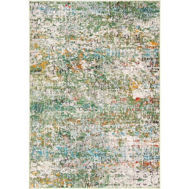 AquaMist Hand-Knotted Synthetic Round Rug in Green/Turquoise - 47"