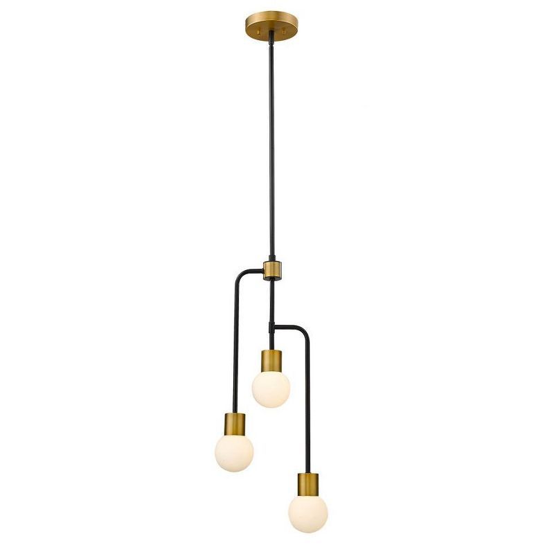 Neutra Matte Black and Brass 3-Light Chandelier