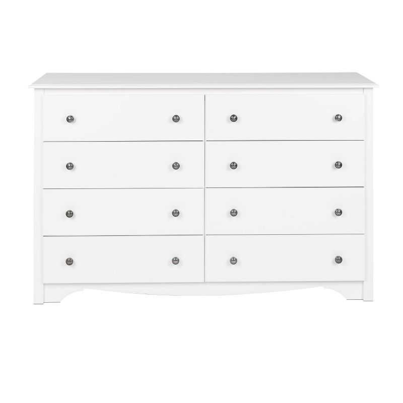 White Double 8-Drawer Horizontal Dresser with Deep Drawers