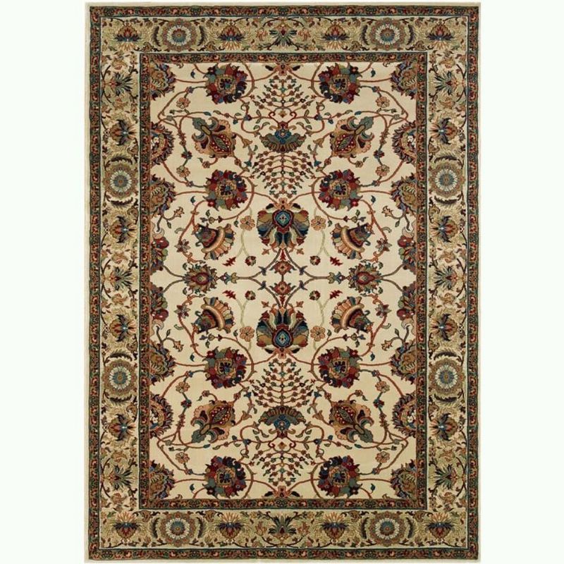 Ivory and Red Rectangular Hand-knotted Oriental 4' x 6' Rug
