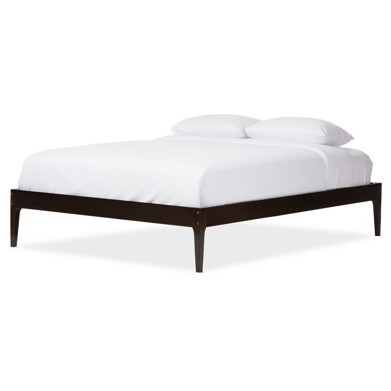 Bentley Mid-Century Espresso Queen Bed with Leather Headboard