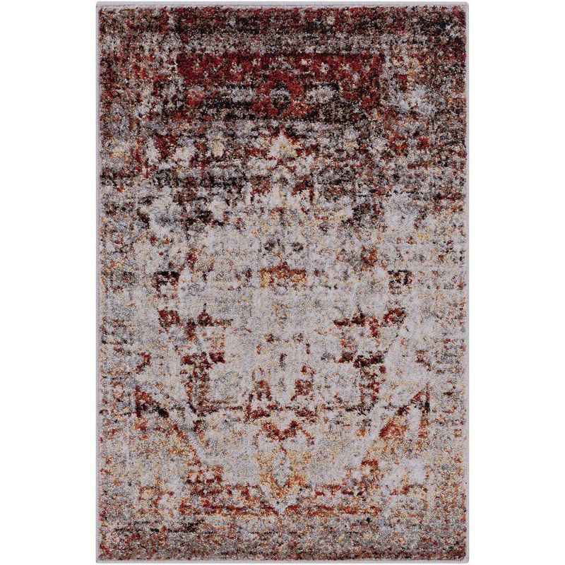 Libourne Burgundy and Gray Synthetic Fur Rectangular Rug 3'11" x 5'7"