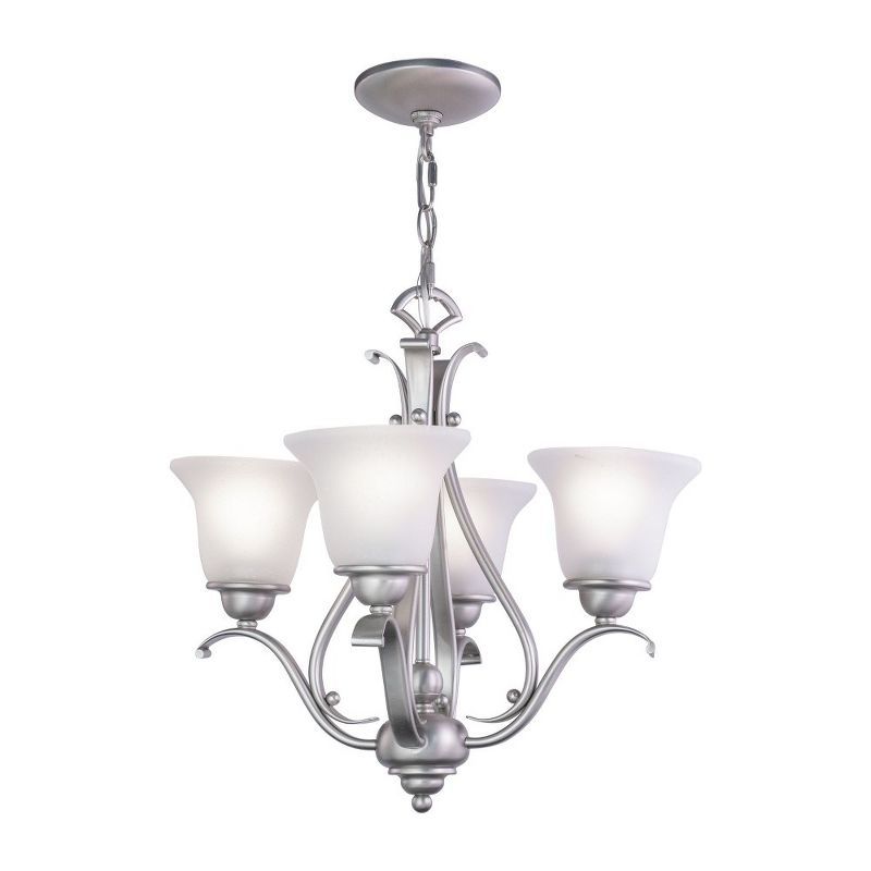 Monrovia Brushed Nickel Mini Chandelier with White Frosted Glass